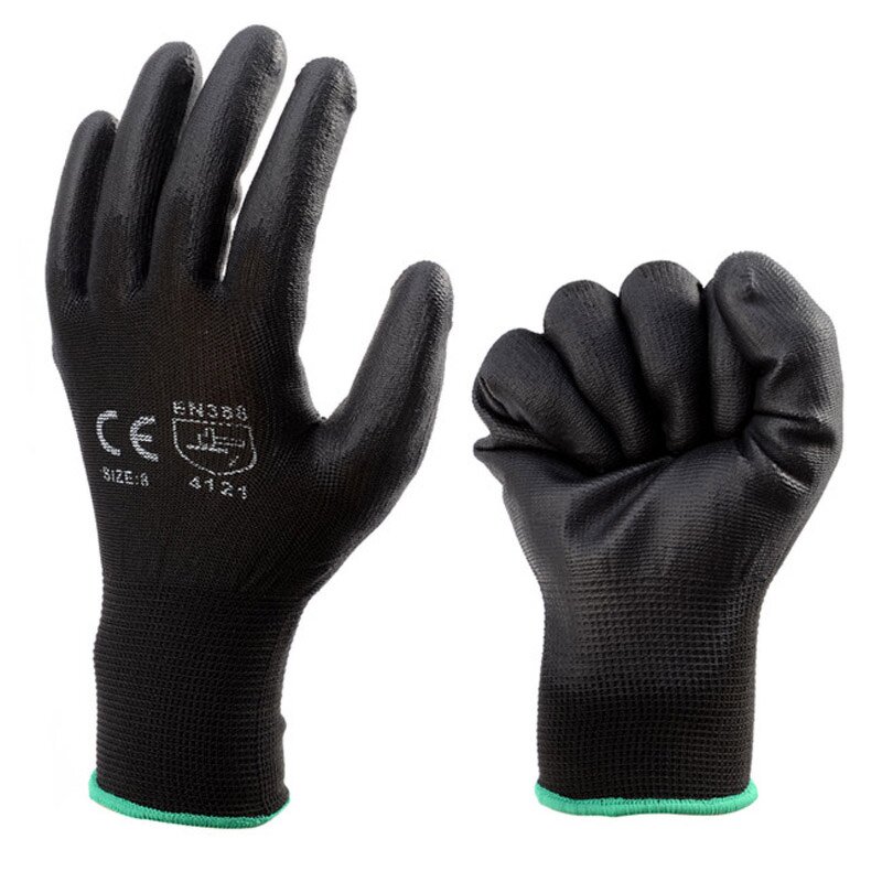 PU Coated Work Gloves Manufacturer - Factory Price Waterproof White Grey Nylon Knitted Polyurethane Industry Safety