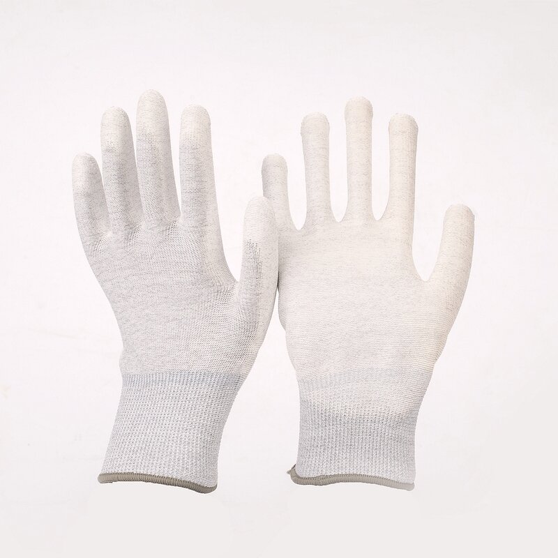 ESD Safety Gloves Manufacturer - 13G Knitted White Electronics Factory Working Antistatic PU Finger Coated
