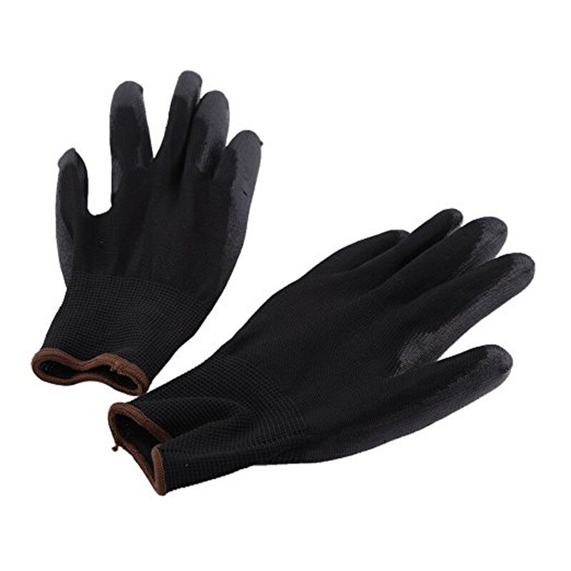 Industrial Safety Gloves Manufacturer - 13G Knitted Black Nylon PU Security