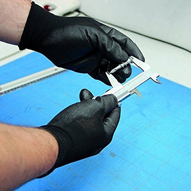 PU Coated Hand Gloves Manufacturer - Black Best Seller in Spain Guantes Work Gloves