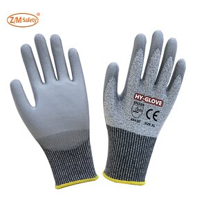 HPPE Anti Cut Gloves Manufacturer - Excellent Dexterity & Breathability Comfortable Soft PU Coated Level 5
