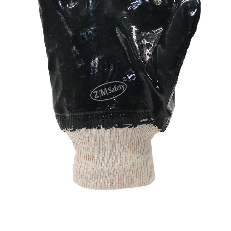 PVC Coated Work Gloves Manufacturer - Chemical Oil Resistant Oilfield Drilling Industrial Safety 10'' Black with Knitted Wrist