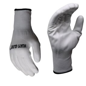 Nylon PU Coated Work Glove Manufacturer - Polyester Liner CE EN388 4131 White Black Gray Arbeitshandschuhe