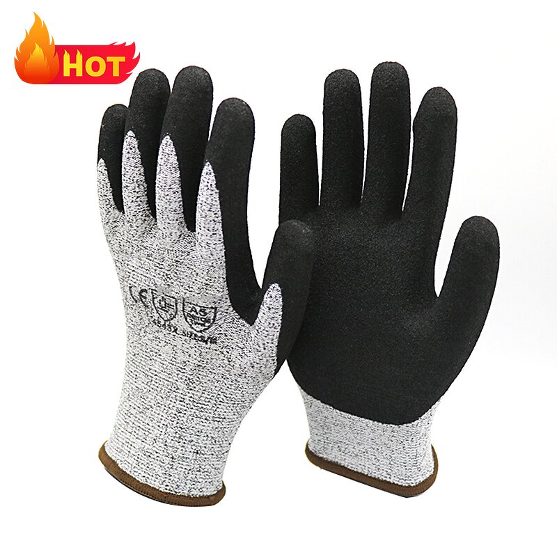 HPPE Cut Resistant Gloves Manufacturer - Great Grip EN388 4544 Level 5 Work Safety Anti Cut Sandy Nitrile Coated Hand