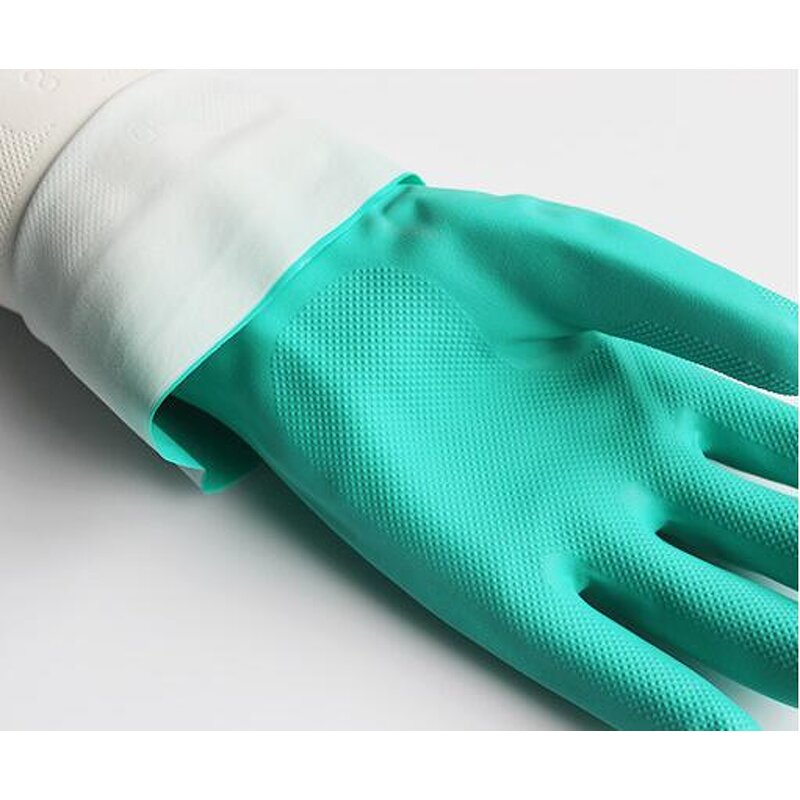 Flock Cotton Lined Nitrile Gloves Manufacturer - ZMSAFETY 15mil Waterproof and Chemical Resistant Industrial Embossed Green
