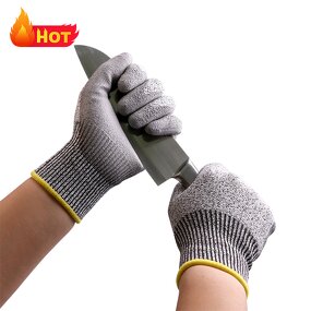 Cut Resistant Safety Gloves Manufacturer - EN388 4543 Level 3 Glass Handling Wood Working Level 5 Cut Proof PU Palm Coated
