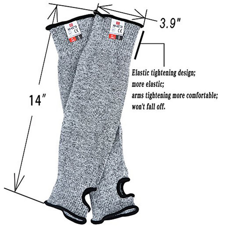 Cut Resistant Arm Sleeves Manufacturer - EN388 Level 5 HPPE Custom Logo Elastic Anti Cut Thumb Hole Safety Protective Long