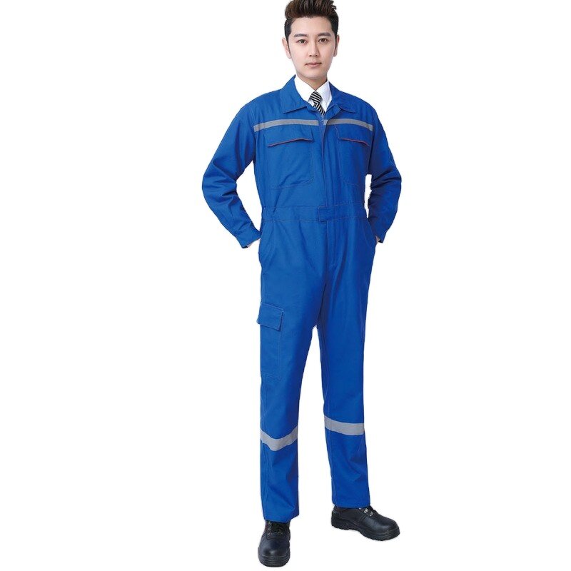 High Visibility Reflective Workwear Manufacturer - Customized Logo Cotton Safety Men Working Mechanic Coveralls Overall Suit