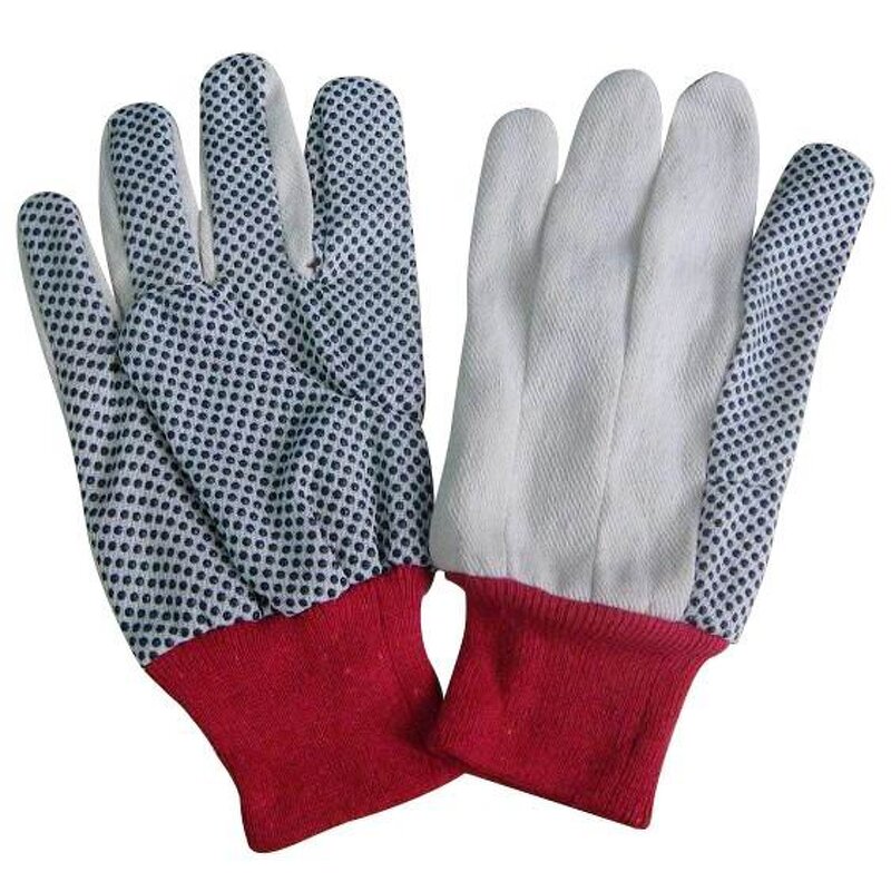 PVC Dotted Gardening Gloves Manufacturer - Economical Canvas Grip Basic Work with Elastic Knit Wrist for Farming Construction