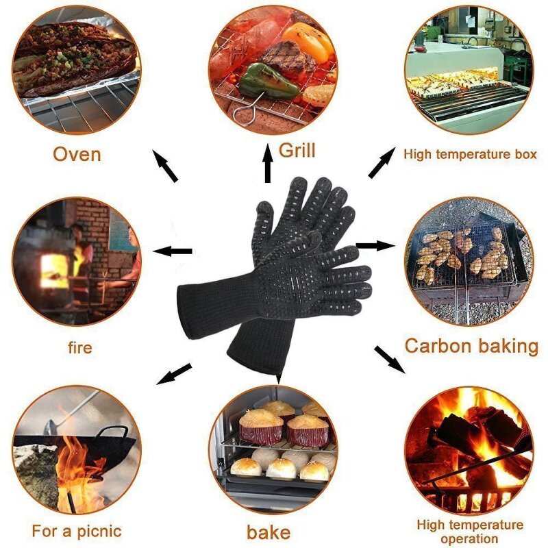 Barbeque Oven Mitts Manufacturer - Custom Logo Heat Resistant Kitchen Roasted Chestnut Gloves