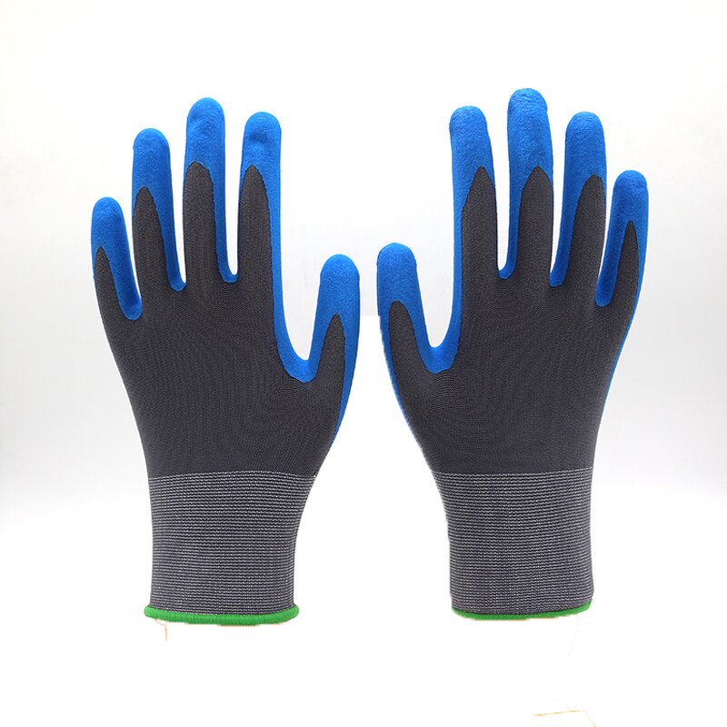 Nylon Spandex Work Safety Gloves Manufacturer - Factory Wholesale Good Flex 15G Black NBR Palm Coated Sandy Nitrile