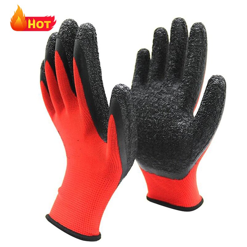 Latex Coated Safety Work Gloves Manufacturer - Cheap CE Certified Secure Grip Anti Slip Crinkle for Construction Guantes De Latex