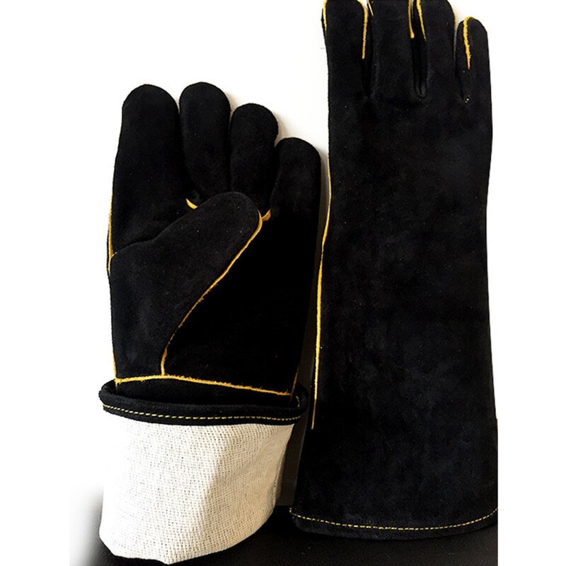 Cow Leather Oven Gloves Manufacturer - Fire Wood Stoves Heat Resistant Black