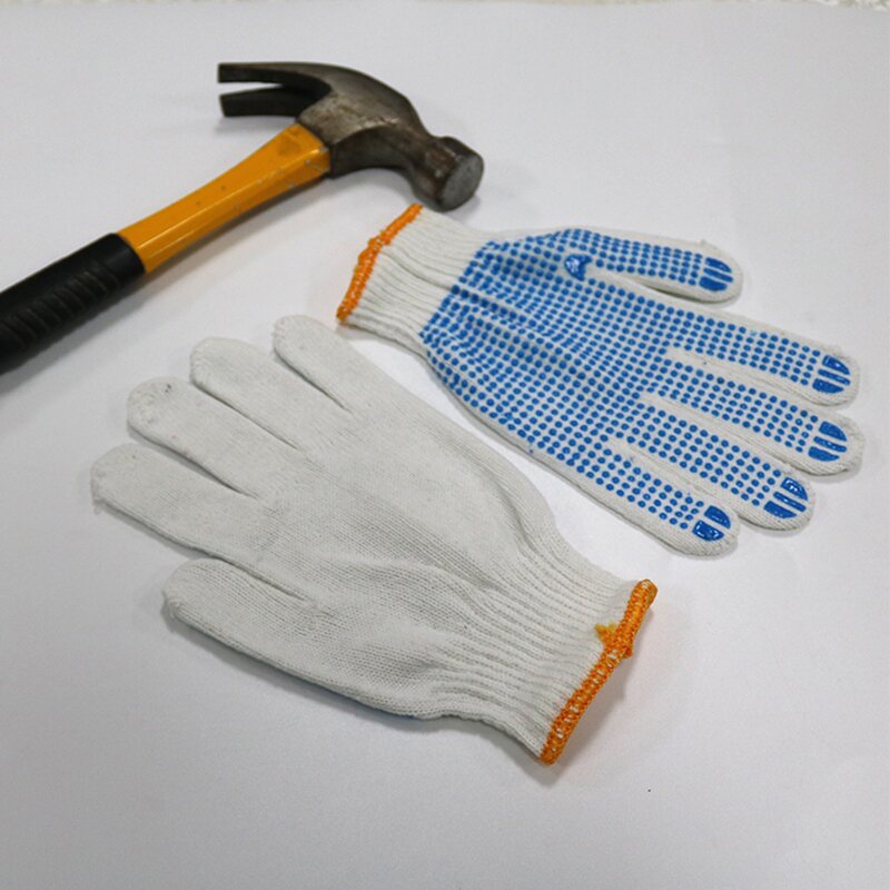 Cotton Knitted Safety Work Gloves Manufacturer - Cheap Cloth PVC Dotted Labor for Construction Working Use