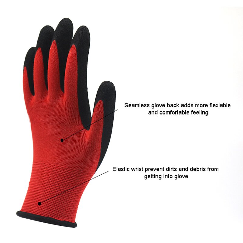 Sandy Nitrile Safety Work Glove Manufacturer - Good Grip Red Nylon Liner Black Nitrile