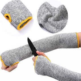 Cut Resistant Arm Sleeves Manufacturer - EN388 Level 5 HPPE Custom Logo Elastic Anti Cut Thumb Hole Safety Protective Long