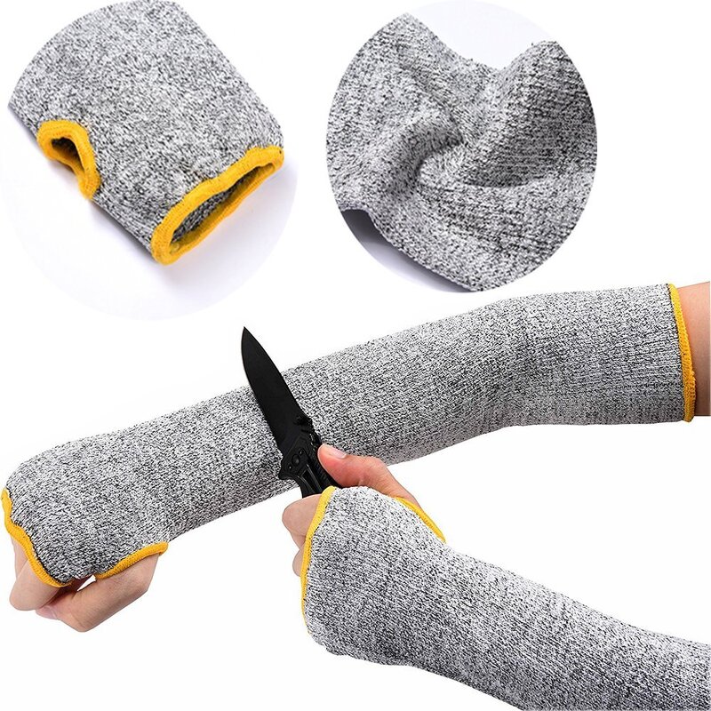 Cut Resistant Arm Sleeves Manufacturer - EN388 Level 5 HPPE Custom Logo Elastic Anti Cut Thumb Hole Safety Protective Long