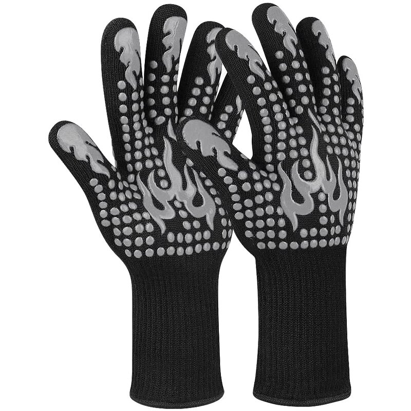 Extreme Heat Resistant BBQ Gloves Manufacturer - CE Certified Custom Logo 932F & 1472F Oven Grill Mitt Fireplace Guantes Silicone