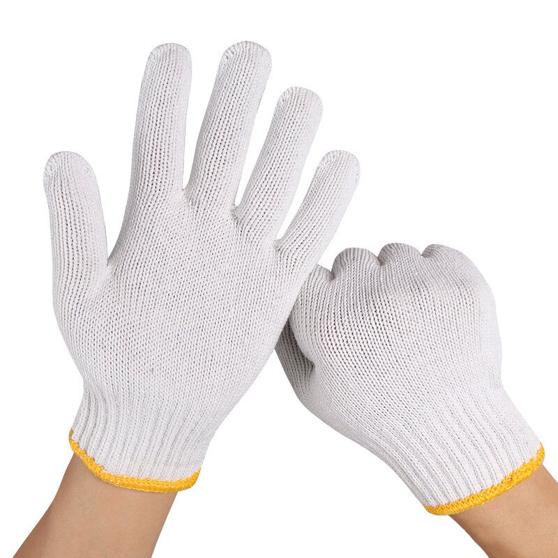 Cotton Knitted Safety Work Gloves Manufacturer - Manufacturers Custom Logo Cheap Mittens Natural White