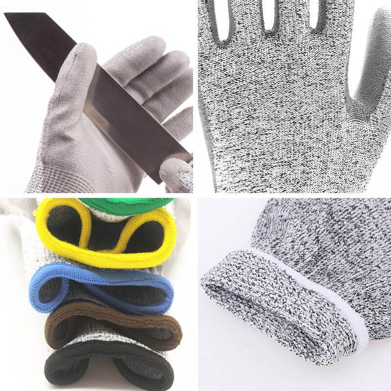 Cut Resistant Safety Gloves Manufacturer - EN388 4543 Level 3 Glass Handling Wood Working Level 5 Cut Proof PU Palm Coated