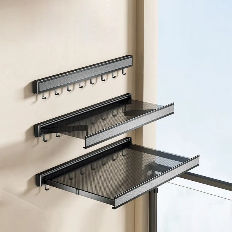 Multifunction Balcony Drying Rack Manufacturer - Clothes Towel Baby Bottle Dry Net and Brush Wall Laundry Dry Rack