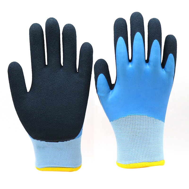 Polyester Latex Coated Gloves Manufacturer - Red Nylon Non-slip Wrinkle Safety Work Builders Scaffolding Construction Handschuhe