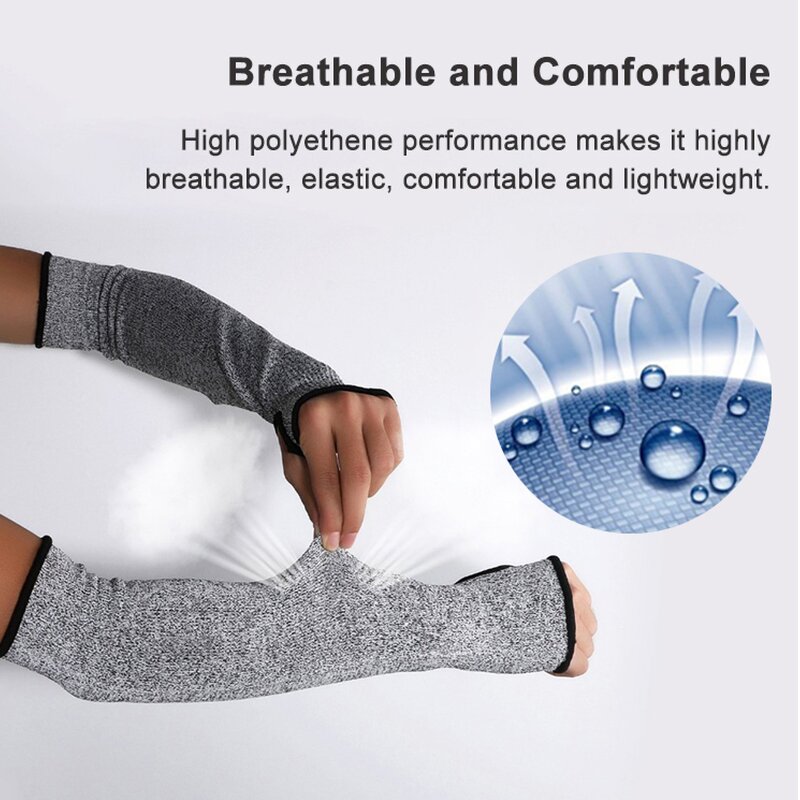 Cut Resistant Arm Sleeves Manufacturer - ZMSAFETY HPPE Fiber Glass Industry Protection Safety Level 5