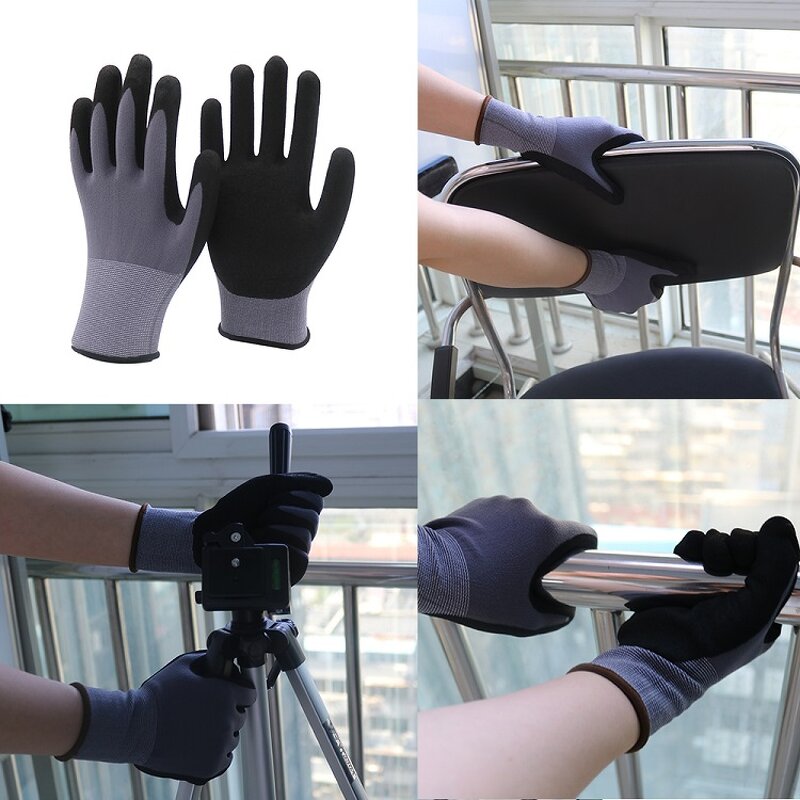 Nitrile Dipped Gloves Manufacturer - 15 Gauge Nylon Spandex Liner Palm Sandy Finish for Construction