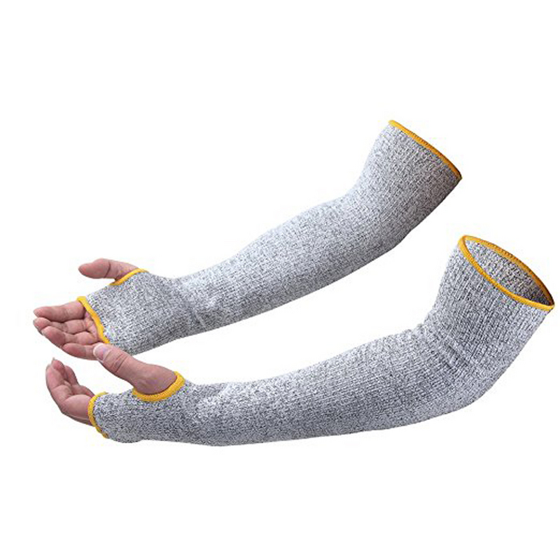 Cut Resistant Arm Sleeves Manufacturer - EN388 Level 5 HPPE Custom Logo Elastic Anti Cut Thumb Hole Safety Protective Long