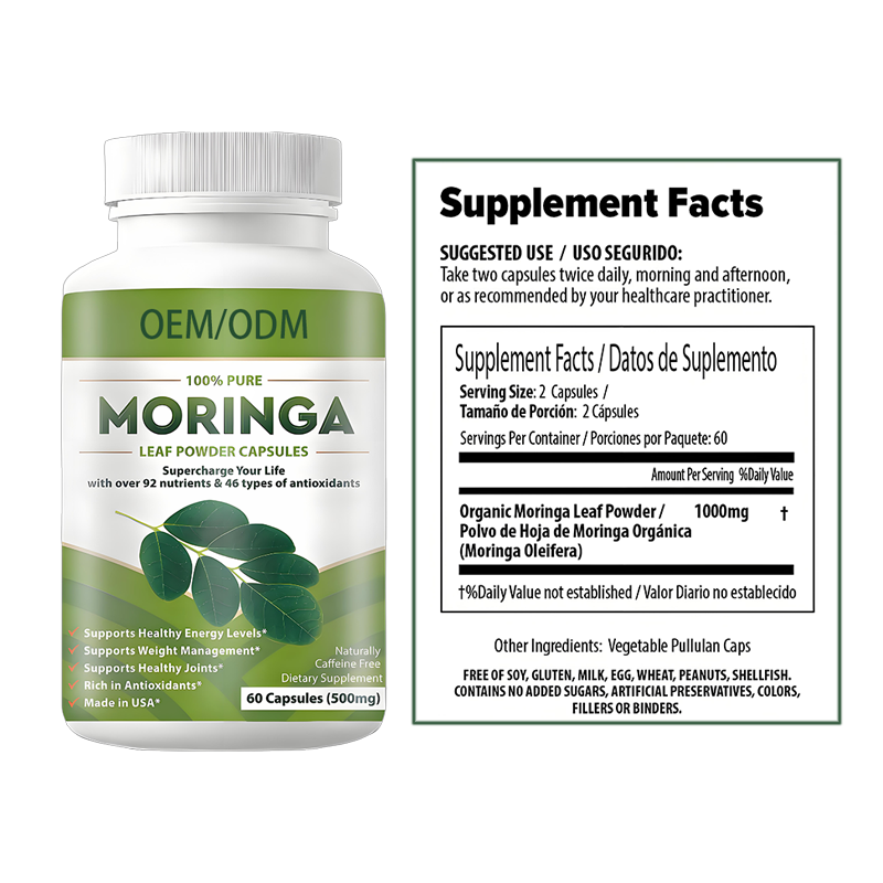Moringa Leaf Capsules Supplier - 100% Pure Natural Organic