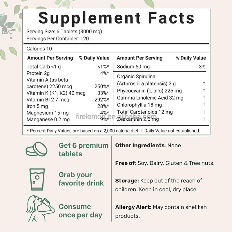 Spirulina Tablets Factory - Private Label Organic Herbal
