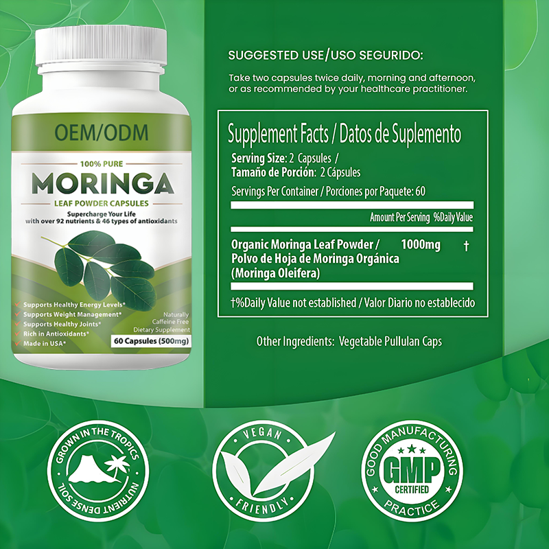 Moringa Powder Capsules Factory - Organic Antioxidant Immune