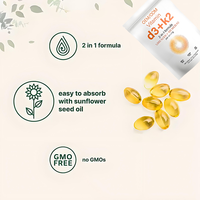 Vitamin D3 K2 Capsules Manufacturer - OEM/ODM 2-in-1 Formula