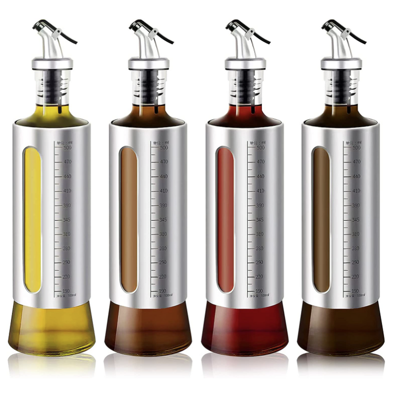 Kitchen Oil Dispenser Bottle Set Manufacturer - Stainless Steel for Olive Oil Vinegar with Dropper Sealing