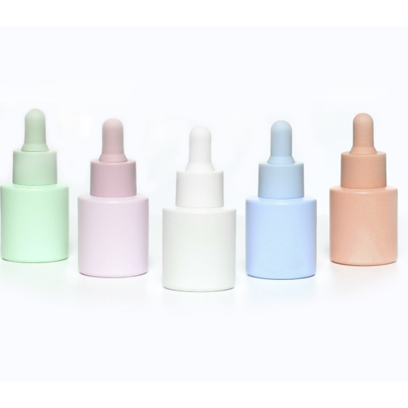 Cosmetic Glass Bottle Manufacturer - 20ml Straight Round Flat Shoulder for Liquid Packaging Empty Essence Dropper