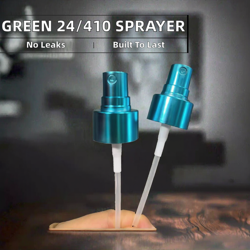 Cosmetic Plastic Bottle Manufacturer - Green with Aluminum Sprayer Pump