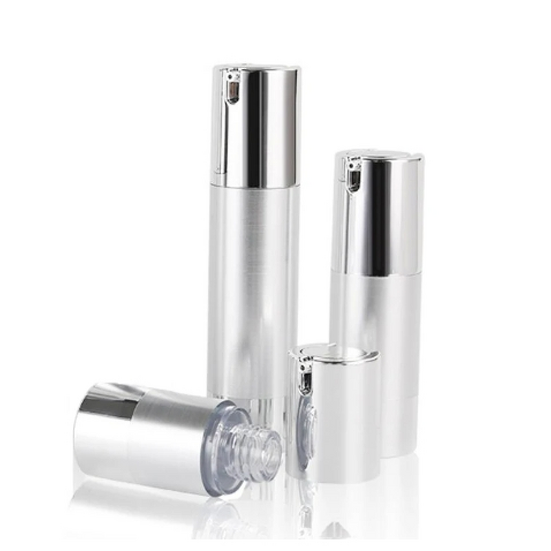 Airless Vacuum Pump Bottle Manufacturer - 15ml 30ml 50ml Silver for Makeup Lotion Emulsion Serum Foundation