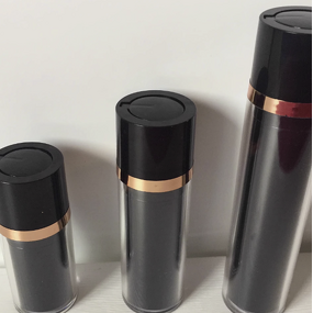 Cosmetic Pump Bottle Manufacturer - 15ml 30ml 50ml Luxury Black Gold Plastic Rotating Twist-up for Face Cream Serum
