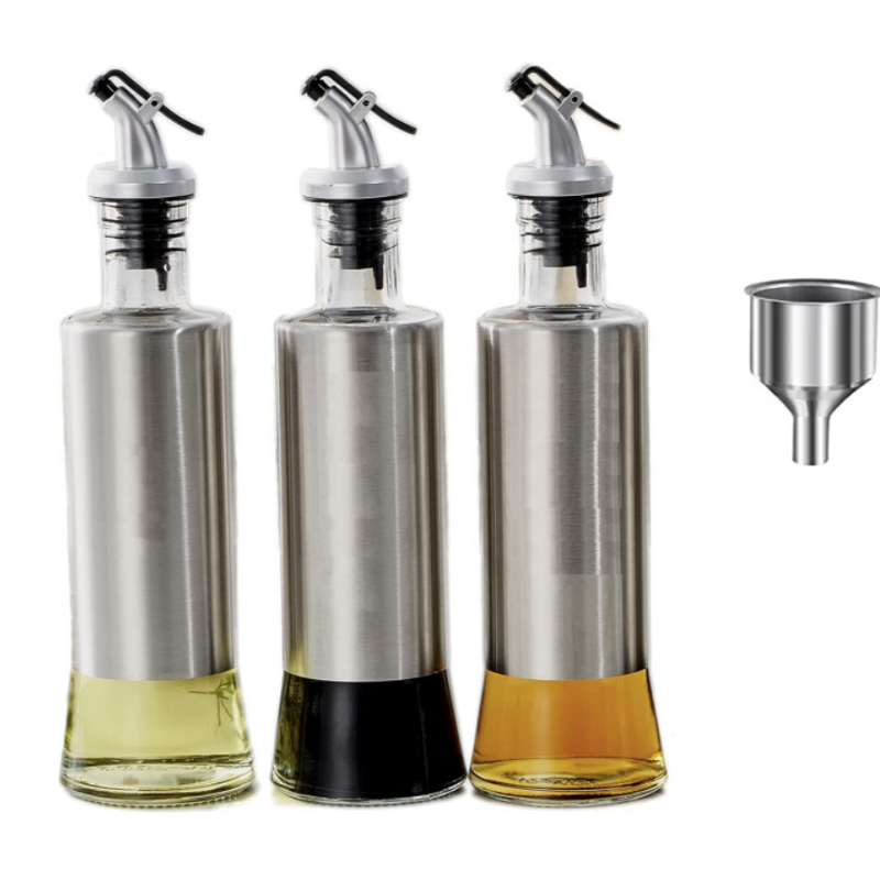 Oil and Vinegar Dispenser Set Manufacturer - 11oz for Kitchen Premium Stainless Steel Oil-proof