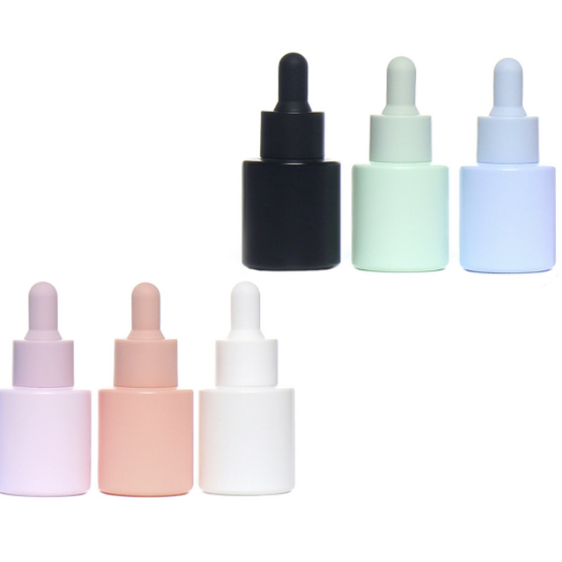 Cosmetic Glass Bottle Manufacturer - 20ml Straight Round Flat Shoulder for Liquid Packaging Empty Essence Dropper