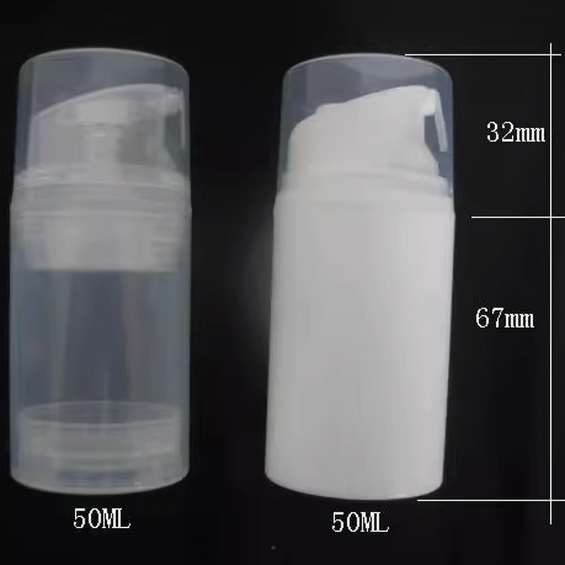 Body Lotion Pump Bottle Manufacturer - Hot Sale 50ml White Plastic Customized for Clear Cap Empty Airless Vacuum