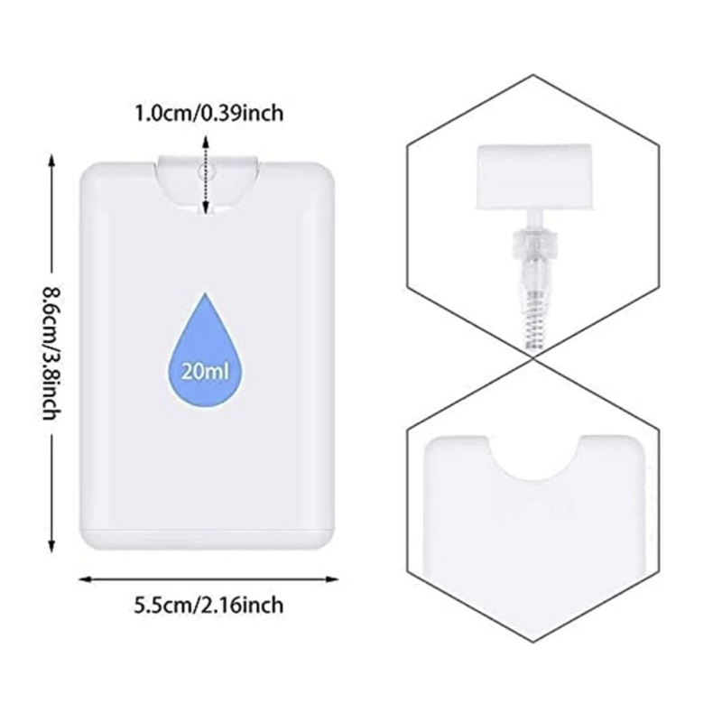 Perfume Spray Bottle Manufacturer - 20ml Clear Plastic Refillable Card Type Fine Mist Empty Container