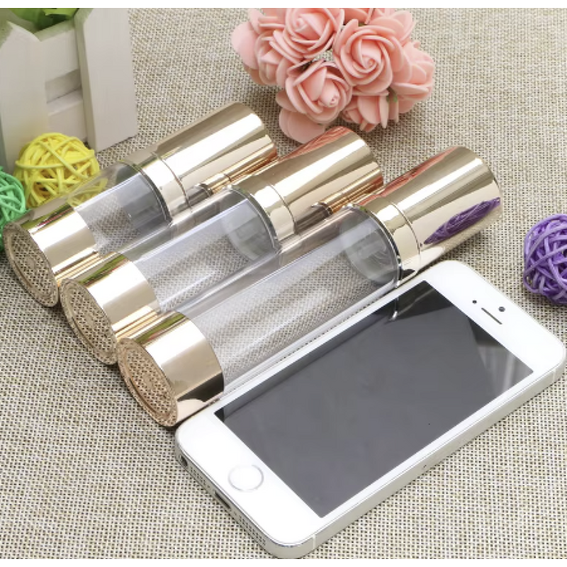 Airless Pump Bottle Manufacturer - Light Gold Cover with Transparent Pump High Quality for Emulsion Lotion Vacuum