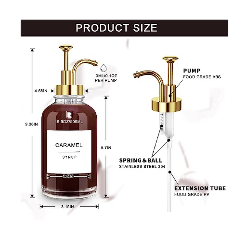 Coffee Syrup Dispenser Manufacturer - Coffee Syrup Bottles with 304 Stainless-Steel Pump