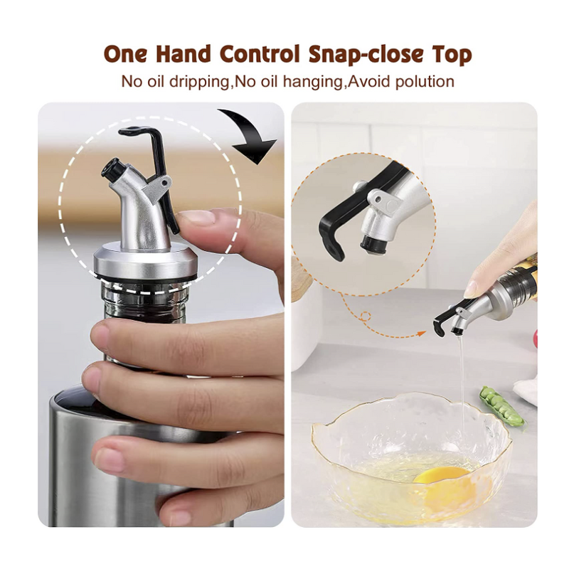 Kitchen Oil Dispenser Bottle Set Manufacturer - Stainless Steel for Olive Oil Vinegar with Dropper Sealing