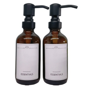 Glass Boston Round Bottle Manufacturer - 4pcs 8 Oz Amber with Black Stainless Steel Pump for Kitchen Bathroom 250ml