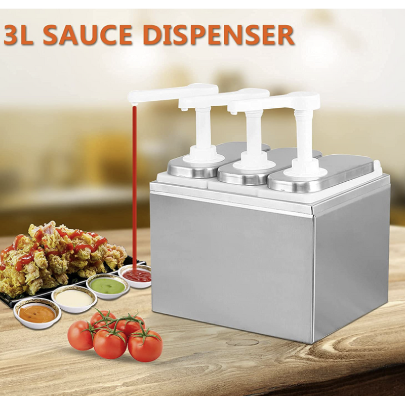 Sauce Dispenser Pump Manufacturer - 3L Stainless Steel Condiment Station for Salad Jam Seasoning Sauce