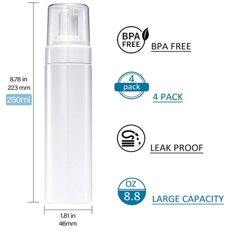 Foam Pump Bottle Manufacturer - 8.5oz 250ml White Empty for Travel Hand Soap Large Refillable