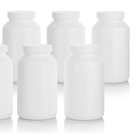 Packer Bottle Manufacturer - White HDPE 17 oz 6 Pack with Ribbed Lid for Storing Supplements Capsules Shampoo