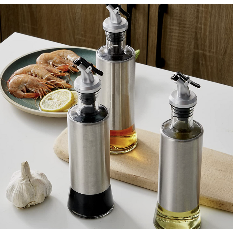 Oil and Vinegar Dispenser Set Manufacturer - 11oz for Kitchen Premium Stainless Steel Oil-proof
